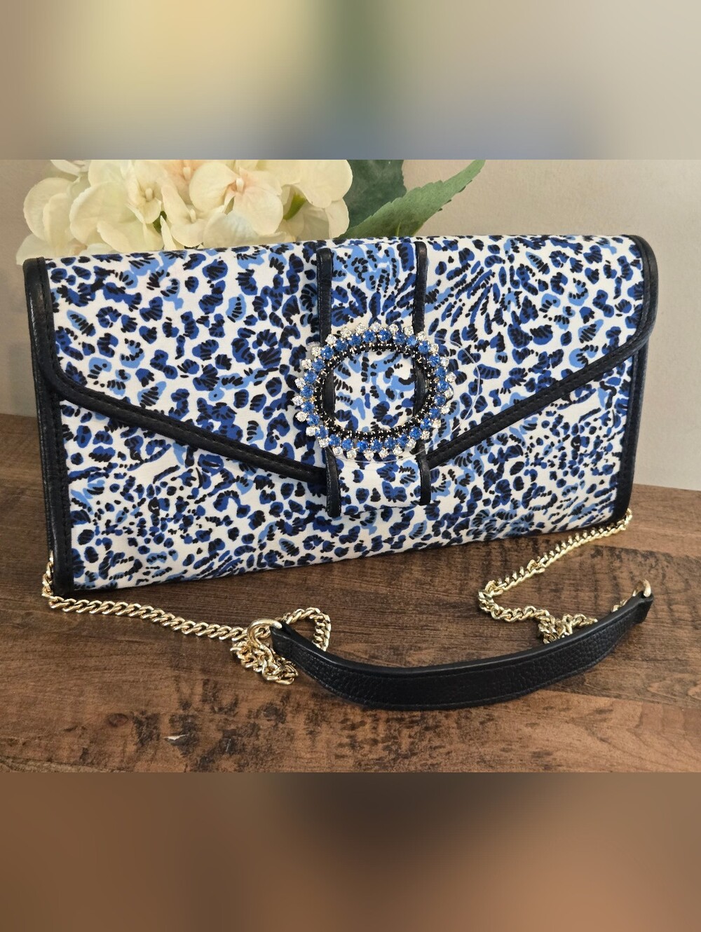 Lily Pullitzer Benton Clutch Purse Resort White Abd Blue Twisted Up New No Tag